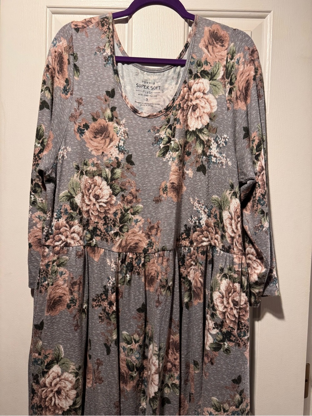 torrid Gray Floral Long Sleeve midi Dress